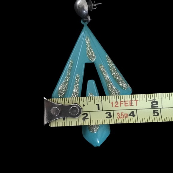 Vintage Tree Shaped Christmas Holiday Dangle Stud Back Earrings - Picture 4 of 8